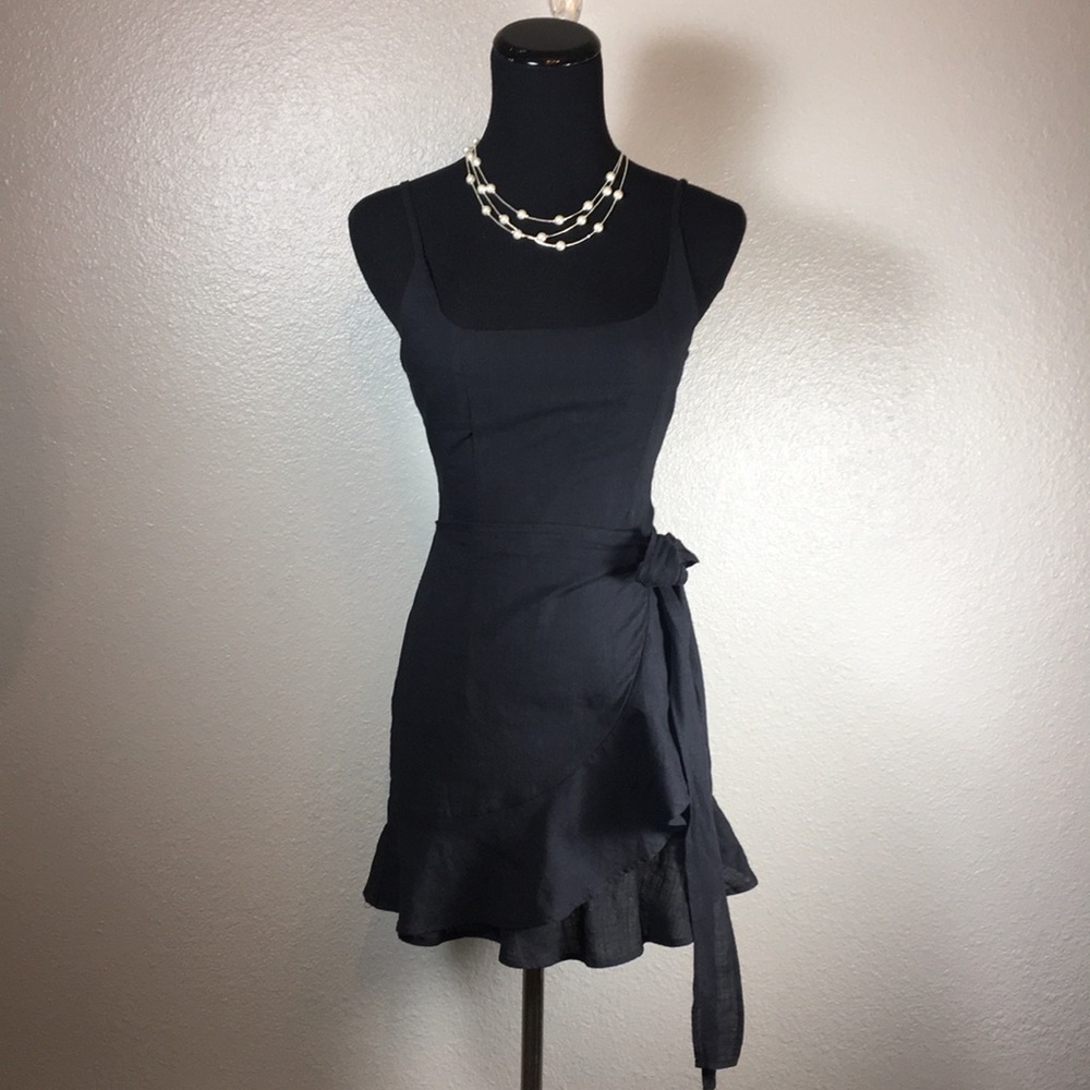 NWOT Princess Polly Black Wrap Mini Dress * Size 8
